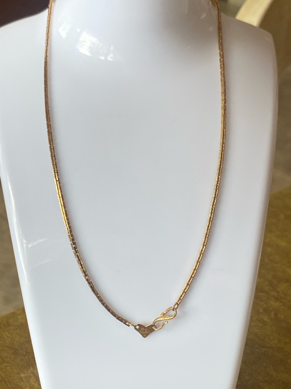 VENDOME H-A Mid-Century Modern Goldtone Heart Clasp Necklace Vintage Couture